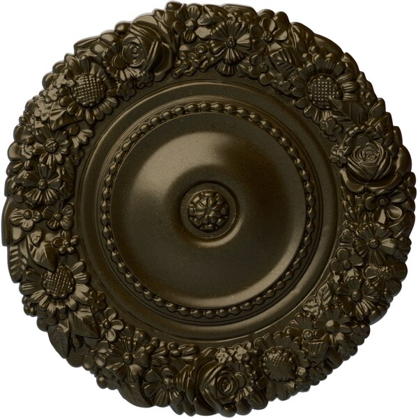Ekena Millwork Marseille Ceiling Medallion (Fits Canopies up to 7 3/8"), Hand-Painted Green Gold, 21"OD x 2"P CM21MAGGS - main